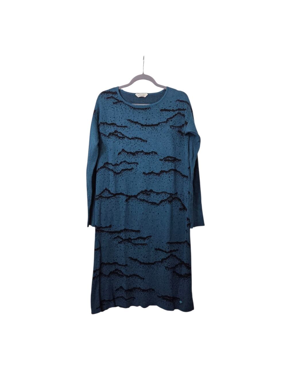 Skunkfunk Euba Deep Teal Sustainable Cotton Modal Midi Sweater Dress, Large